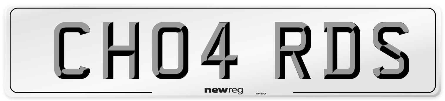 CH04 RDS Number Plate from New Reg